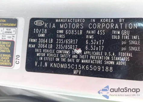 2019 Kia Sedona Lx from USA, damaged, VIN KNDMB5C15K6509188
